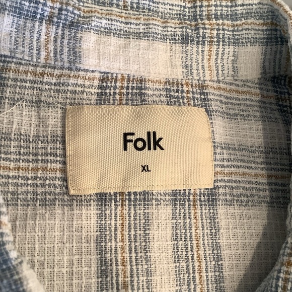 Folk Gray and White Button Down Shirt Linen Blend Size XL - Picture 2 of 7